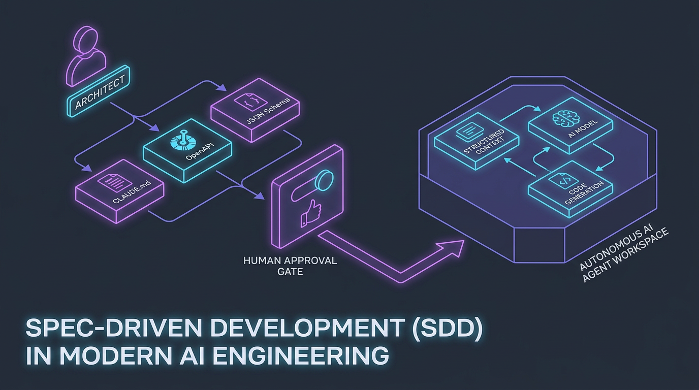 Spec-Driven Development in Modern AI Engineering Architecture Schematic