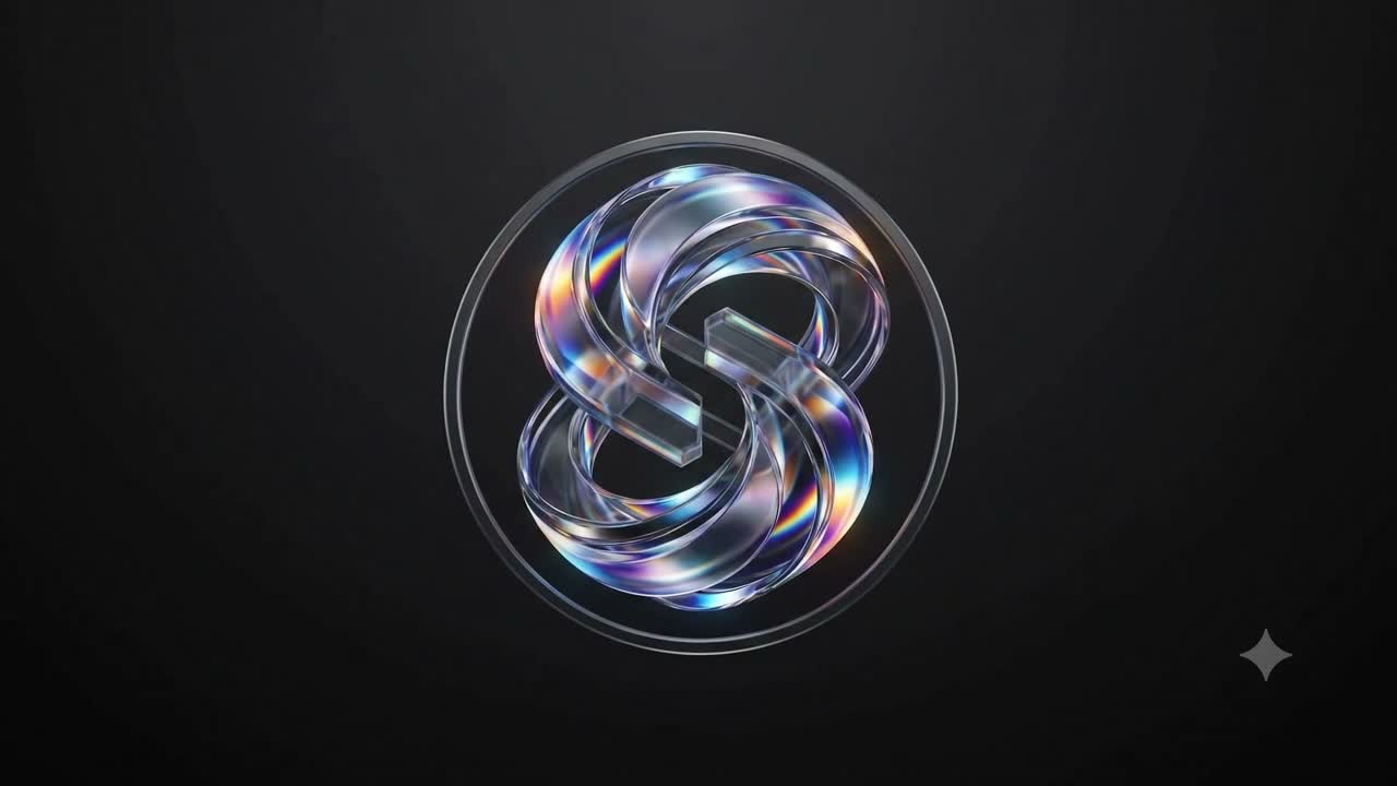The SKOPAQ AI monogram: an iridescent glass "S" inside a ring.